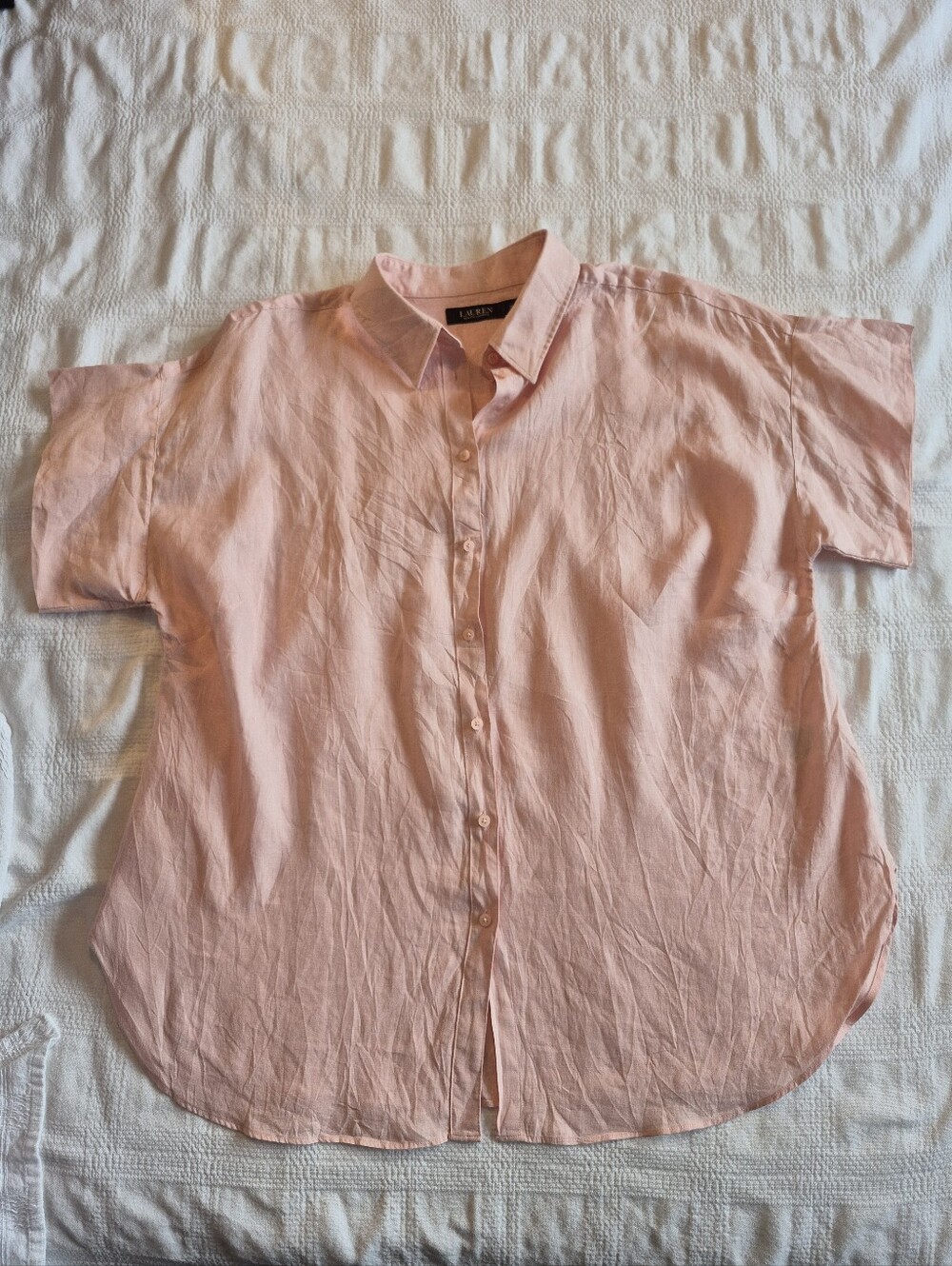 Lauren Ralph Lauren women's 1X light pink Black Label 100% Linen EUC
